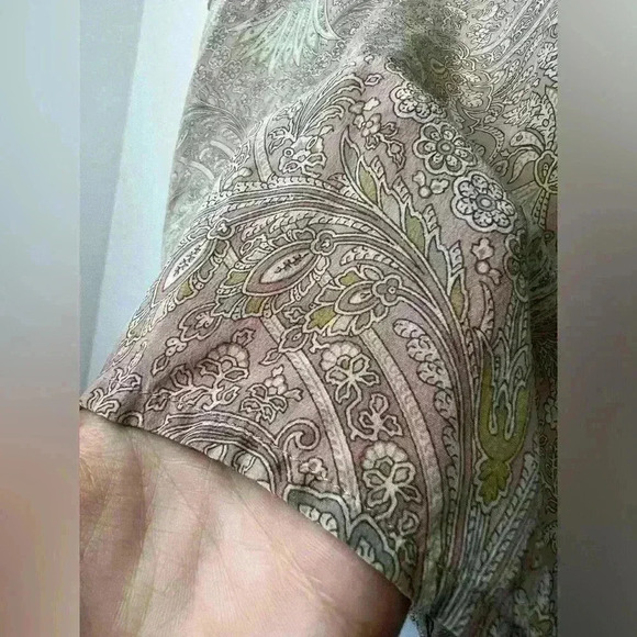 Liz Claiborne Womens Silk Paisley Fairy Core Powder Pink Boho Ethereal Top 4 - Picture 5 of 13